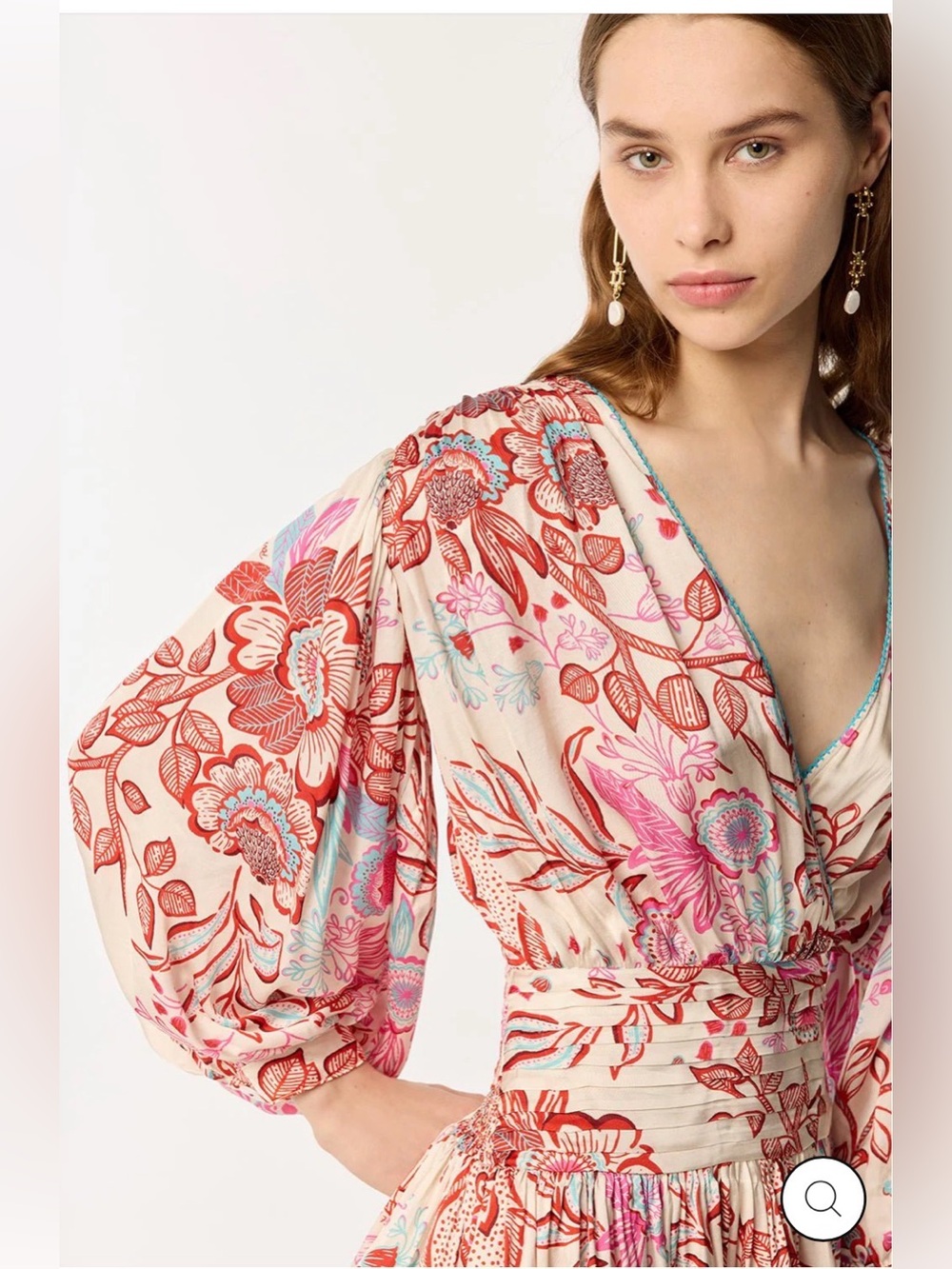 NWT Poupette St. Barth Pink, Turquoise & Red Floral Mini Dress - Picture 2 of 6